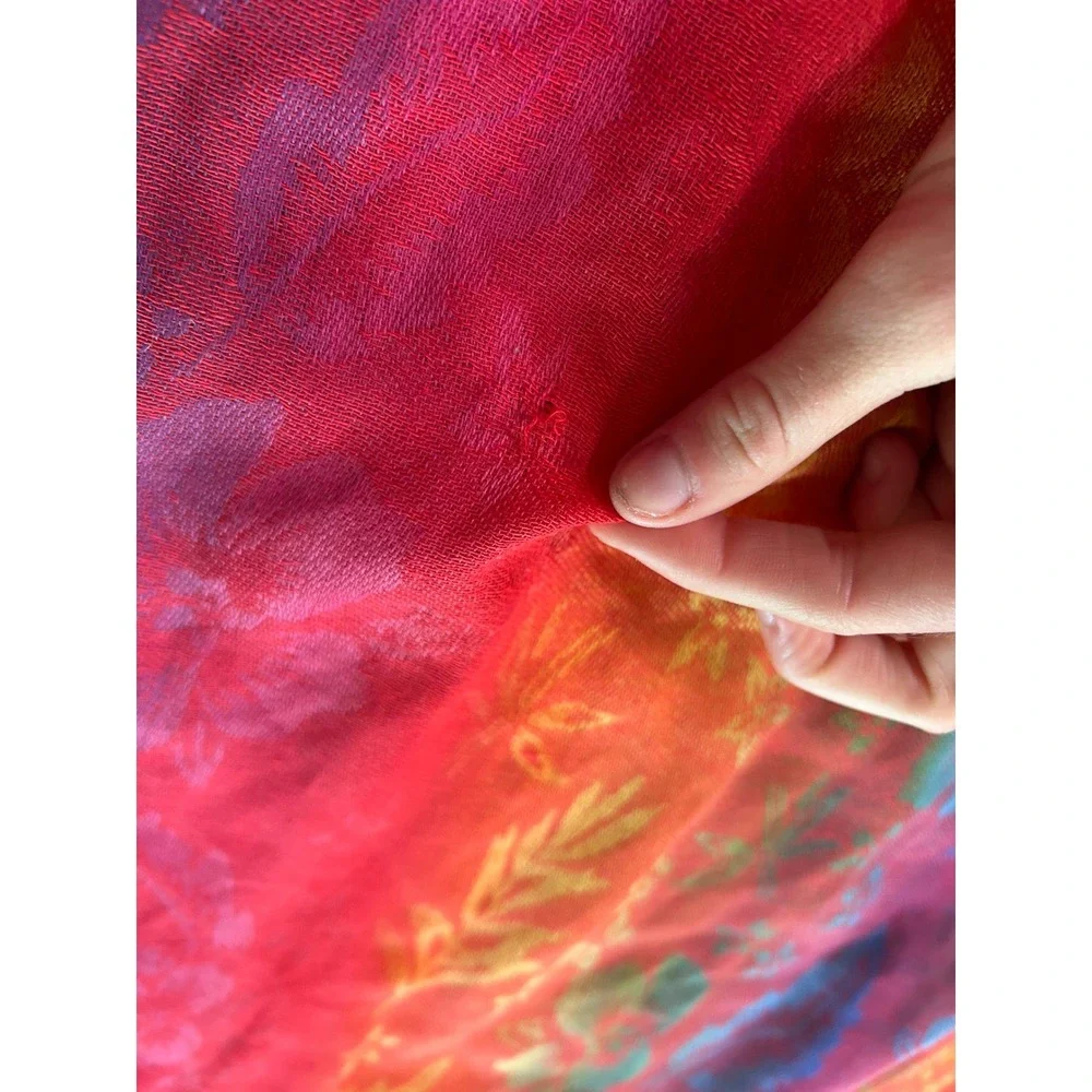 Rainbow Floral Jacquard Shawl Vibrant Fringe Wrap Scarf Festival Hippie Boho‎